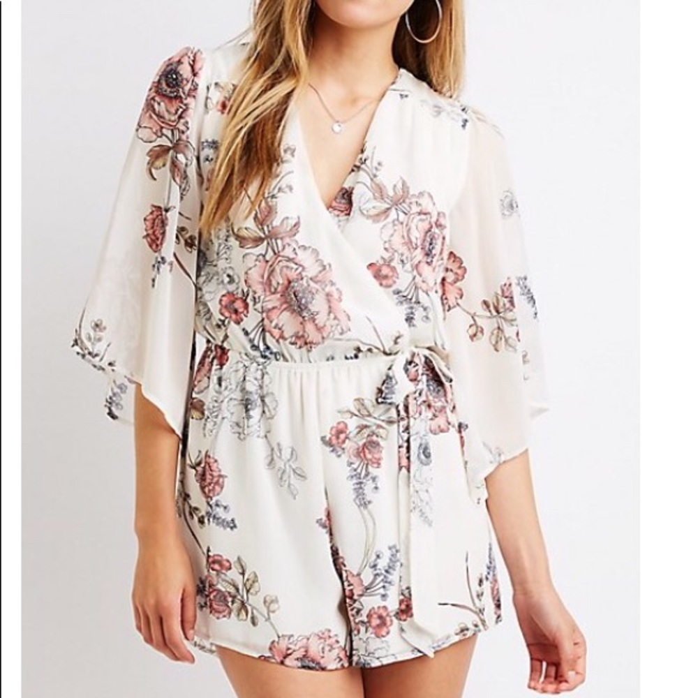 Charlotte Russe floral wrap-tie romper